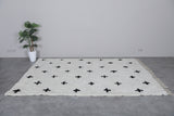 Handwoven Moroccan Wool Rug with Black Cross Patterns - Custom Sizes