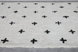 Handwoven Moroccan Wool Rug with Black Cross Patterns - Custom Sizes