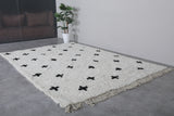 Handwoven Moroccan Wool Rug with Black Cross Patterns - Custom Sizes