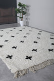 Handwoven Moroccan Wool Rug with Black Cross Patterns - Custom Sizes