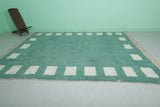 8.3 x 10.4 FT Green Moroccan Rug with White Square Border – Unique Handwoven Area Rug