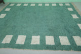 8.3 x 10.4 FT Green Moroccan Rug with White Square Border – Unique Handwoven Area Rug