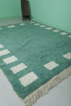 8.3 x 10.4 FT Green Moroccan Rug with White Square Border – Unique Handwoven Area Rug