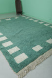 8.3 x 10.4 FT Green Moroccan Rug with White Square Border – Unique Handwoven Area Rug