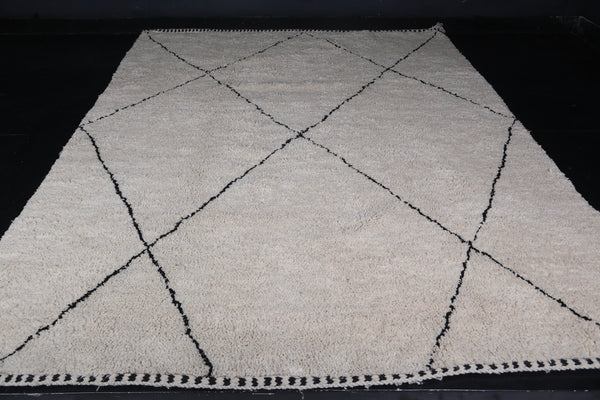 Beige custom carpet with black stripes – Handcrafted Moroccan rug