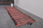 Vintage Moroccan Runner Rug – 3 x 10.7 ft | Pink & Black Geometric