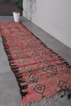 Vintage Moroccan Runner Rug – 3 x 10.7 ft | Pink & Black Geometric