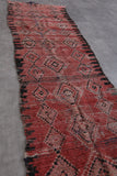 Vintage Moroccan Runner Rug – 3 x 10.7 ft | Pink & Black Geometric