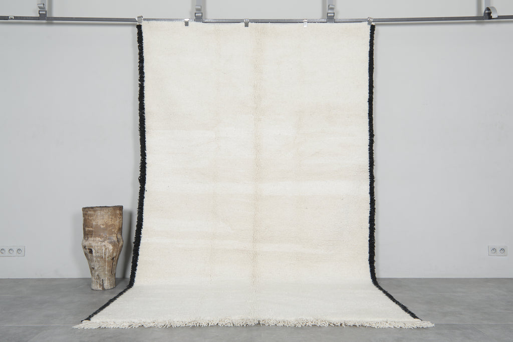 Handmade Moroccan rug 6.4 x 9.9 Feet - Minimalist wool carpet