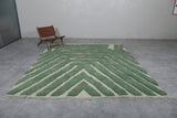 Green Wool Moroccan Rug with Custom Size Patterned Design