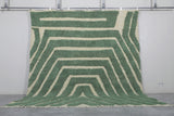 Green Wool Moroccan Rug with Custom Size Patterned Design