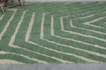 Green Wool Moroccan Rug with Custom Size Patterned Design