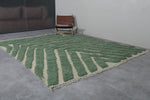 Green Wool Moroccan Rug with Custom Size Patterned Design