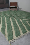 Green Wool Moroccan Rug with Custom Size Patterned Design