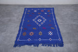 Moroccan Kilim Rug – 3.1 x 4.6 ft | Handwoven Blue Rug