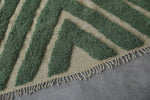 Green Wool Moroccan Rug with Custom Size Patterned Design