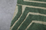 Green Wool Moroccan Rug with Custom Size Patterned Design