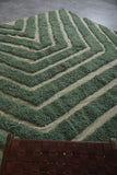 Green Wool Moroccan Rug with Custom Size Patterned Design