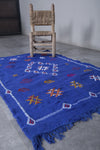 Moroccan Kilim Rug – 3.1 x 4.6 ft | Handwoven Blue Rug