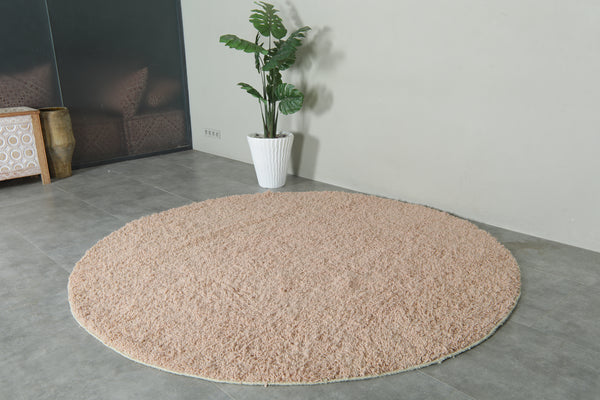 Blush Pink Round Rug – Hand-Woven Boho Berber Carpet - Custom Moroccan Rug