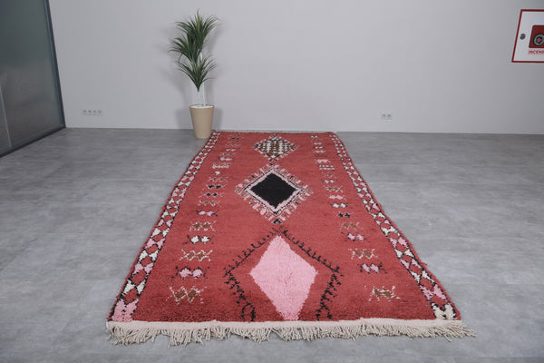 Large Moroccan berber rug 5.8 x 14.1 FT | Vintage red with diamond patterns | Handwoven wool