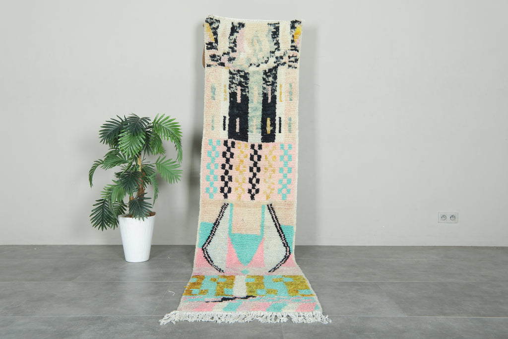 Moroccan runner rug - 2.2 ft x 9.2 ft - Handmade wool rug