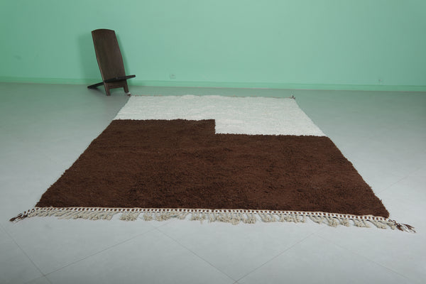 Custom Moroccan carpet – Brown & white handmade rug