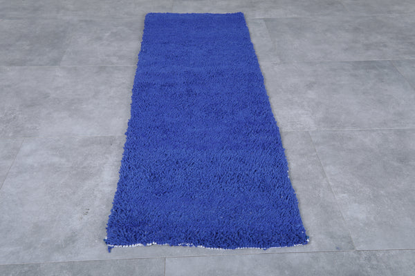 Moroccan blue runner rug 2.1 x 5.9 FT – Handcrafted wool hallway rug