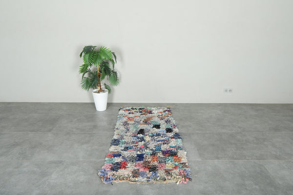 Small Moroccan boucherouite rug - 2.6 ft x 5.8 ft - Multicolor wool rug