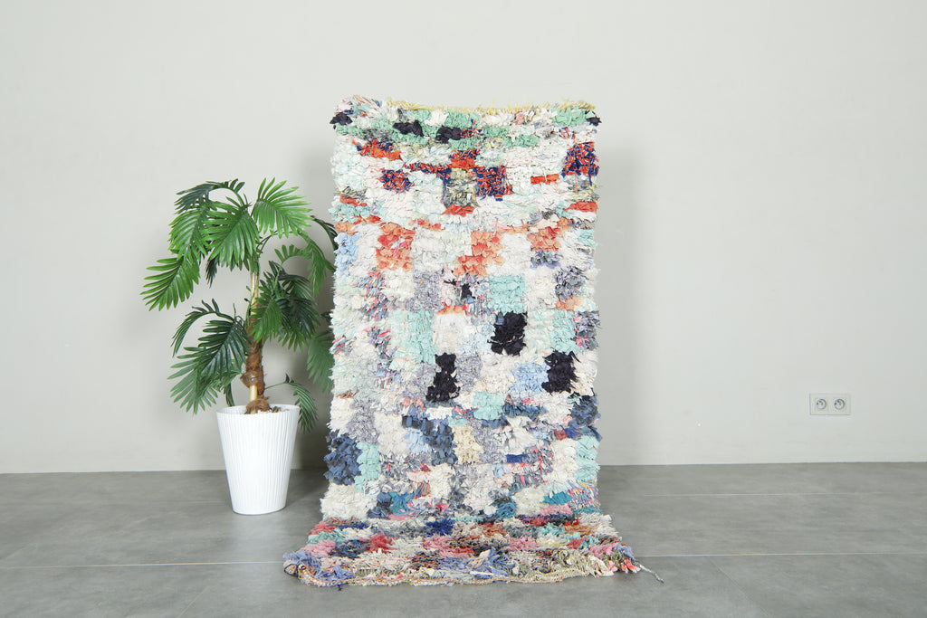 Small Moroccan boucherouite rug - 2.6 ft x 5.8 ft - Multicolor wool rug