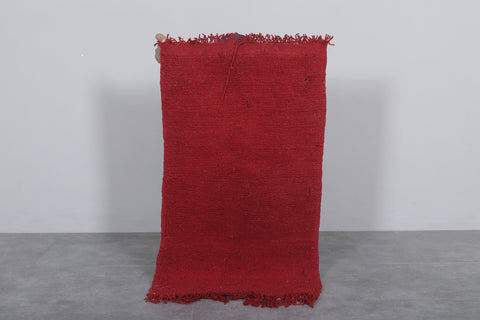 Small red carpet Moroccan berber rug 1.7 FT X 3.2 FT