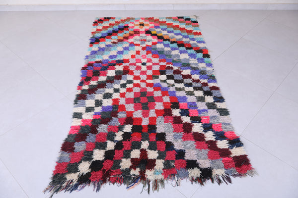3.8 x 6.6 ft Moroccan berber rug – Multicolored patchwork design