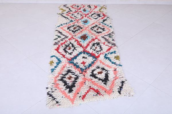 Vibrant Moroccan berber rug - 2.3 FT X 6.5 FT | Geometric handmade wool carpet