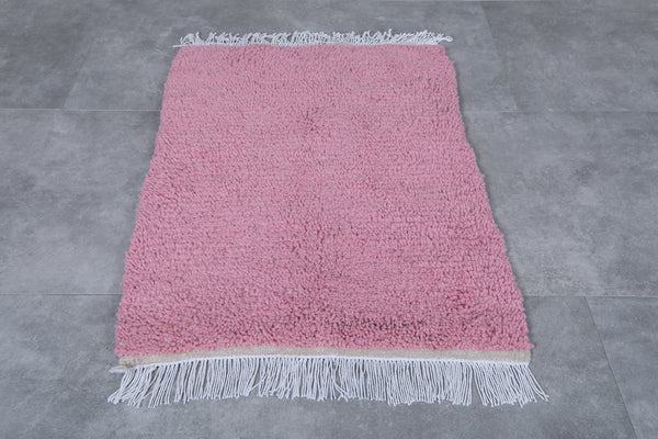 Small Moroccan pink rug 2.5 x 3.4 FT – Handcrafted wool accent carpet