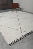 8 x 10.1 FT Moroccan Rug – Ivory & Black Minimalist Diamond Pattern