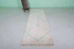 Moroccan Hallway Rug with Green Pattern - 2.8 FT x 9.2 FT | Elegant Berber Design