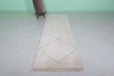 Moroccan Hallway Rug with Green Pattern - 2.8 FT x 9.2 FT | Elegant Berber Design