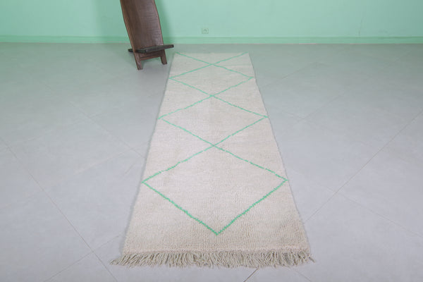 Moroccan hallway rug with green pattern – 2.8 FT x 9.2 FT | Elegant berber design