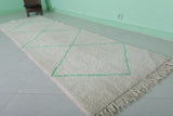 Moroccan Hallway Rug with Green Pattern - 2.8 FT x 9.2 FT | Elegant Berber Design