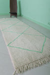 Moroccan Hallway Rug with Green Pattern - 2.8 FT x 9.2 FT | Elegant Berber Design