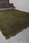 8.9 x 12 FT Olive Green Moroccan Rug - Handmade Plush Texture