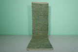 2.9 x 10 FT Moroccan Runner Rug – Green Handwoven Textured Design