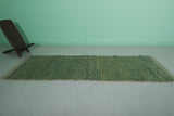 2.9 x 10 FT Moroccan Runner Rug – Green Handwoven Textured Design