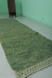 2.9 x 10 FT Moroccan Runner Rug – Green Handwoven Textured Design