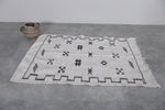 Small falt woven berber moroccan rug , 3.2 FT X 4.7 FT