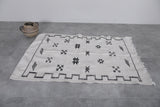 Small falt woven berber moroccan rug , 3.2 FT X 4.7 FT