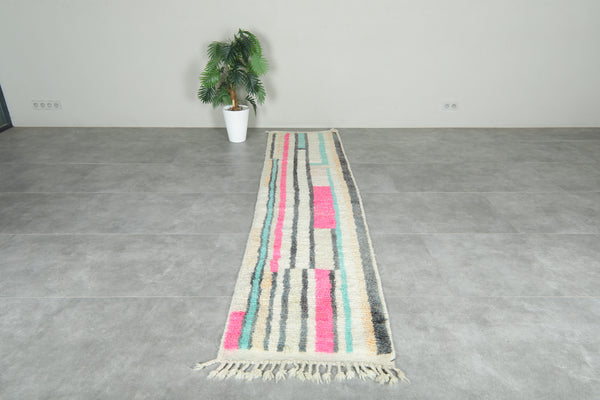 Colorful Moroccan runner rug - 2.3 ft x 10.2 ft - Handwoven wool carpet