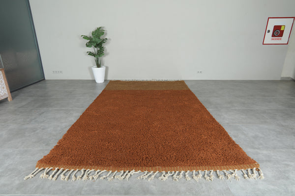 handwoven Moroccan wool rug – Burnt sienna & mocha color block design
