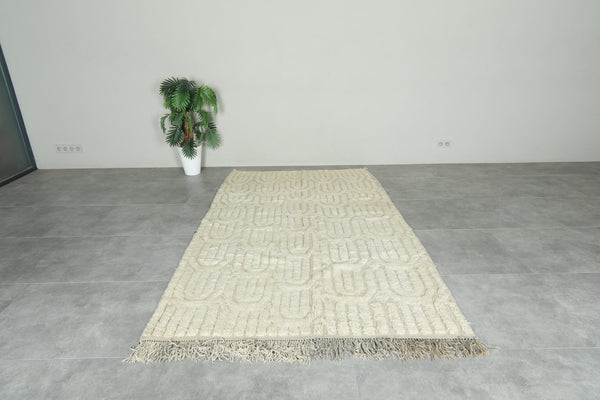 Beige beni ourain Moroccan geometric rug - 5.2 ft x 8.4 ft