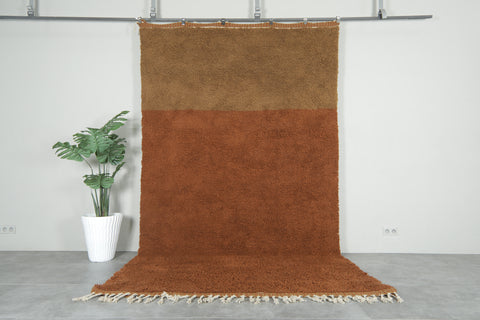 Handwoven Moroccan Wool Rug – Burnt Sienna & Mocha Color Block Design